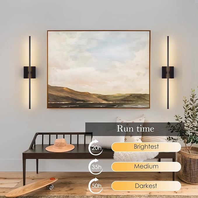 KARTOOSH 24.4 Inch 9 RGB Color Battery Operated Wireless Wall Sconces Set of Two - Image 4