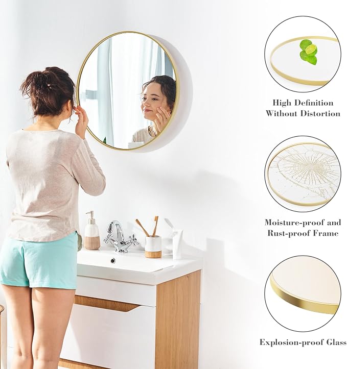 Sweetcrispy 24 Inch Round Wall Mirror - Image 5