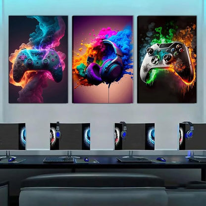 BGFCE Gaming Room Decor Canvas Wall Art Set of 3 - Image 7