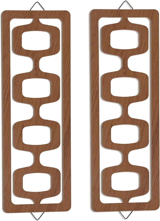CroBlissful 2 Pcs Mid Century Modern Wall Art Wood Mid Century Elegance Decor by CroBlissful