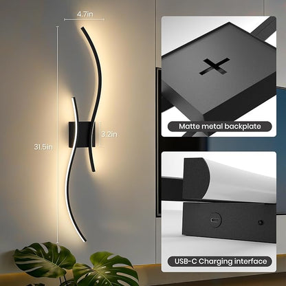 Battery Operated Wall Sconces Set of Two, 10000mAh Rechargeable Modern Wall - Image 3