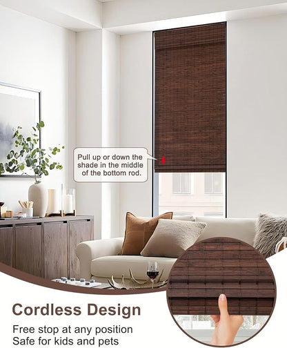 32''W X 72''H Cordless Bamboo Roman Shades - Image 2