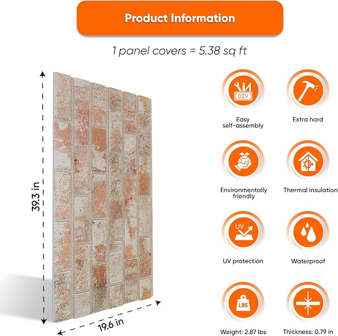 IZODEKOR 3D Brick Effect Wall Panels - Image 3