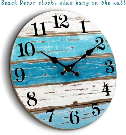 CHYLIN Wall Clock, 18 Inch Beach Wall Clocks Battery Operated, Coastal Ocean - Image 2