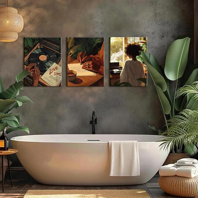 Black Woman Wall Art Set of 3 Fashion Black Girl Wall Decor, Trendy African - Image 2