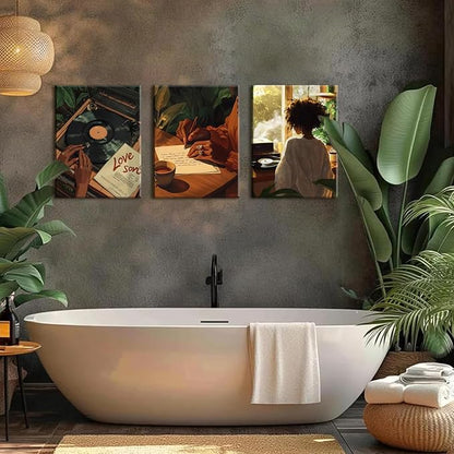Black Woman Wall Art Set of 3 Fashion Black Girl Wall Decor, Trendy African - Image 2