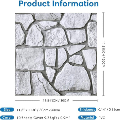 COMSTICKC 3D Faux Gray Stone Wall Sticker Peel and Stick Wall Panels, - Image 5