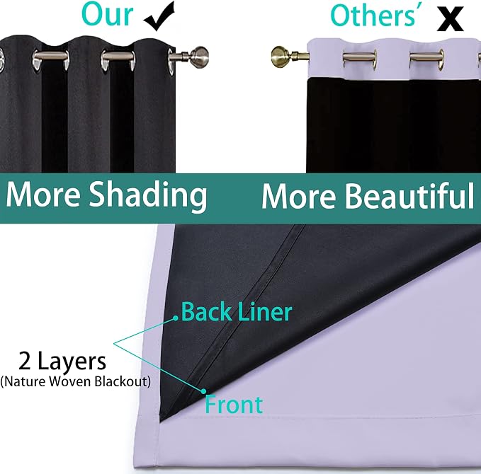 Yakamok 100% Blackout Lined Panels, Thermal Insulated Blackout Curtains - Image 5