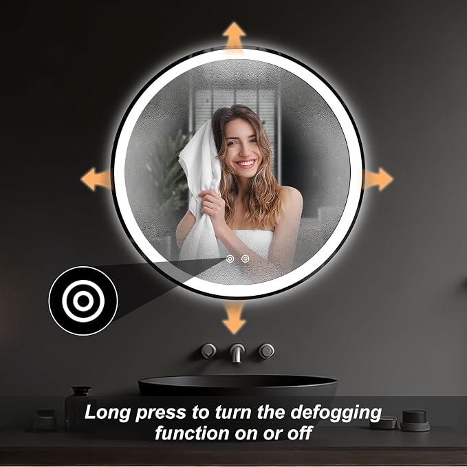 Sweetcrispy 36-Inch Round LED Bathroom Backlit Mirror - Image 4