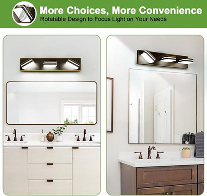 360° Rotate LED Bathroom Vanity Light Fixtures, 1300LM Acrylic Brown and Gold - Image 7