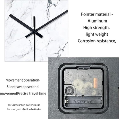 White Marble Glass Wall Clocks Battery Operated 20 Inch Large Abstract - Image 8