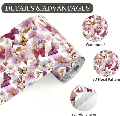 Pink Floral Wallpaper Border 196x4 Inch Peel and Stick Wall Border Removable - Image 9