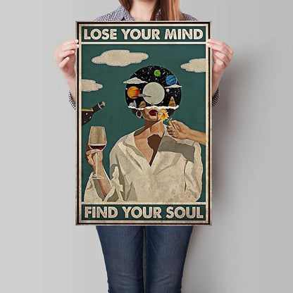 YuzhongART Vintage Lose Your Mind Find Your Soul Poster Mental Health Quote - Image 2