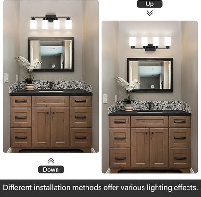 FonmYim Black Bathroom Light Fixtures, 4-Light Modern Vanity Light Over Mirror - Image 5