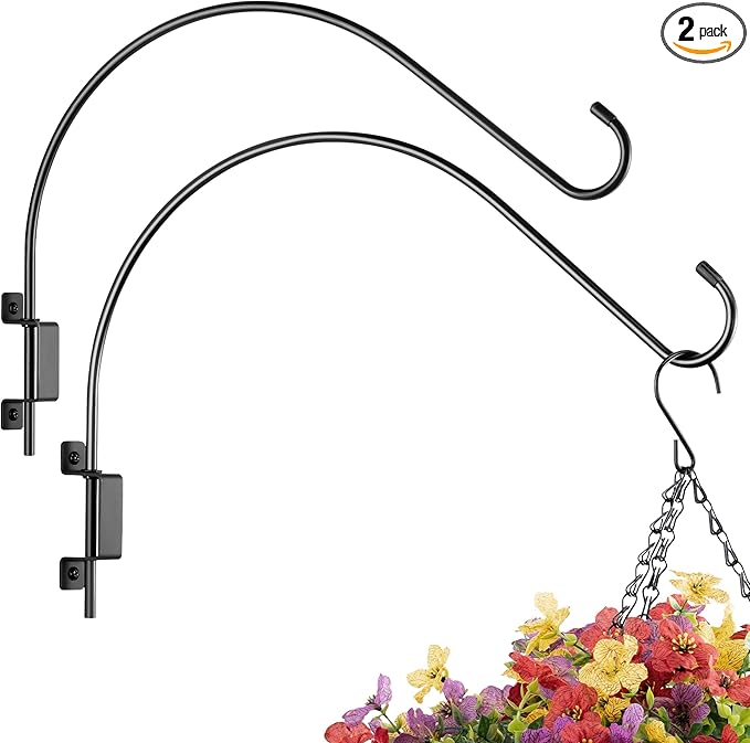 16 Inch 2 Pack Swivel Plant Hanger: Heavy Duty Hook for Bird Feeder, Plant, Flower Basket, Lantern, Wind Chime & More - Versatile Hanging Brackets Outdoor/Indoor Use Up to 22LB