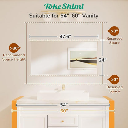 TokeShimi 48x24 Beveled Frameless Bathroom Mirror Decorative, Bathroom Vanity - Image 2