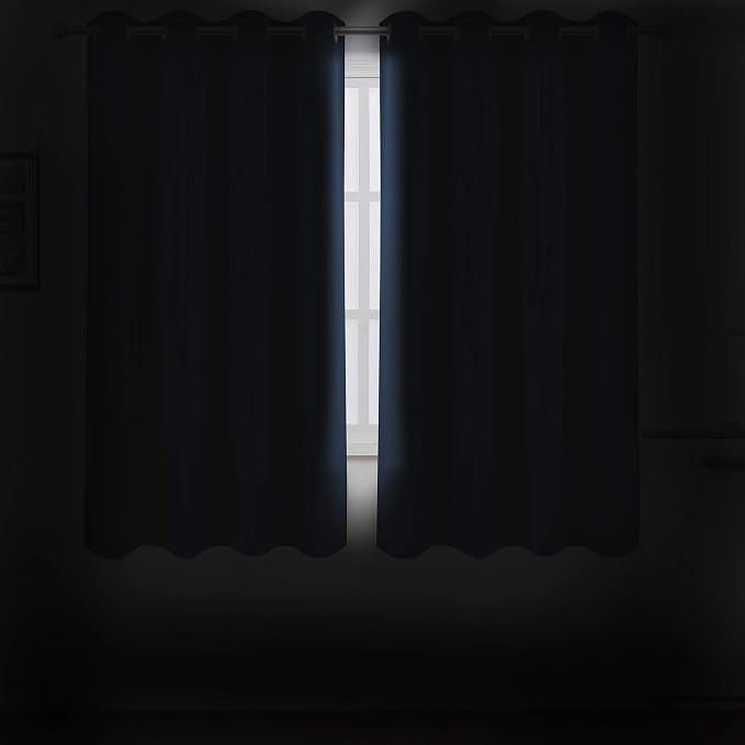 LEMOMO Navy Blue Blackout Curtains/52 x 45 Inch/Set of 2 Panels Room Darkening - Image 3