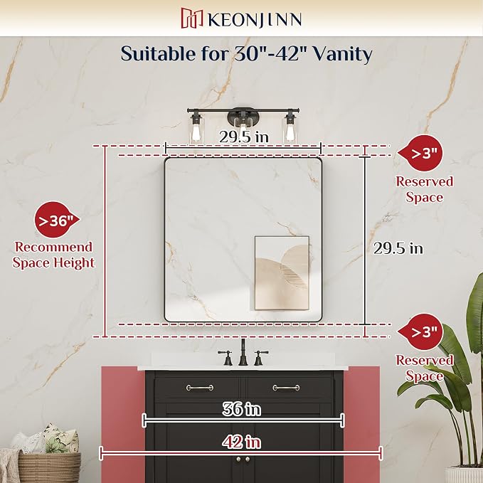 Keonjinn Gold Bathroom Mirror for Over Sink, Large Rounded Rectangle Gold - Image 5