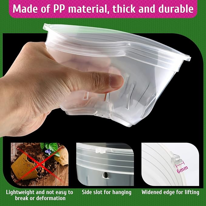 Orchid Pot, 9 Pack Orchid Pots with Holes, 3 Each of 4.8, 5.7 and 6.4 Inch Clear Flower Planter for Repotting, Plastic Slotted Nursery Planters Indoor Outdoor