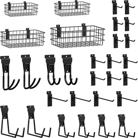 SMARTSTANDARD 30PCS Slatwall Accessories, Includes 4PCS Wall Baskets and 26PCS by SMARTSTANDARD