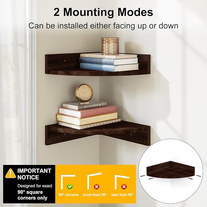 Alsonerbay Corner Shelf Wall Mount, Floating Shelves - Image 5