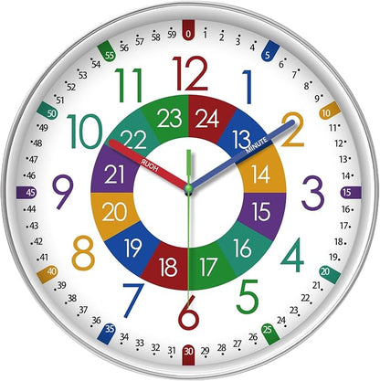 XFM Learning Clock for Kids Silent Non Ticking Battery Operated Colorful by XFMWallClock