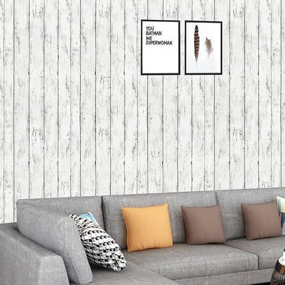Arthome 17''x120'' White Wood Contact Paper, Peel and Stick Vinyl Wallpaper - Image 3