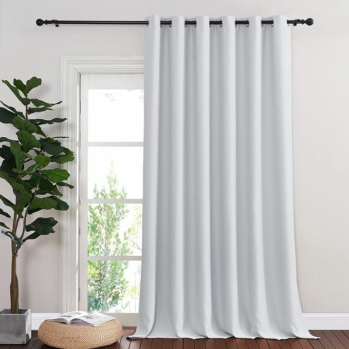 NICETOWN Greyish White Sliding Door Curtain 118 inch Length, Grommet Room by NICETOWN