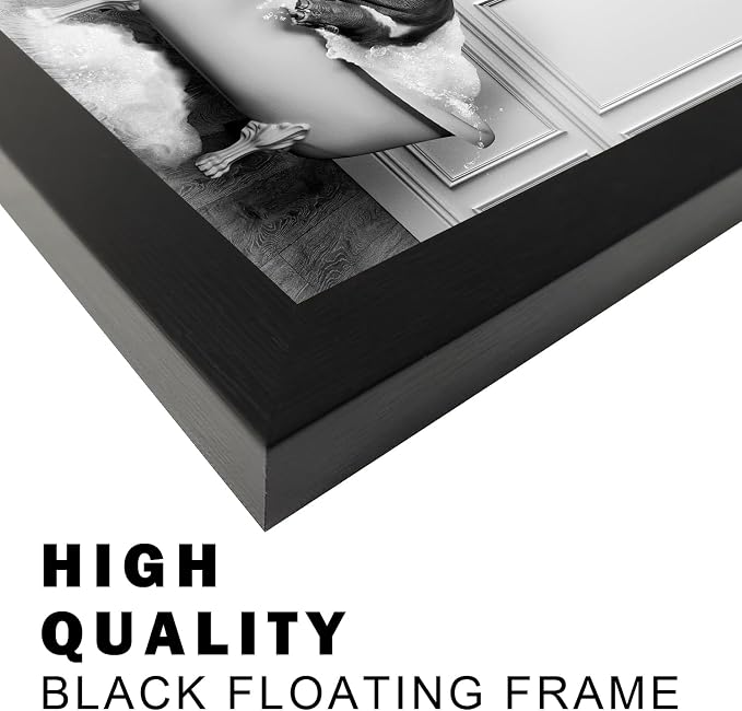 Black and White Bathroom Wall Decor Funny Hippo in Bathtub Wall Art Framed - Image 5