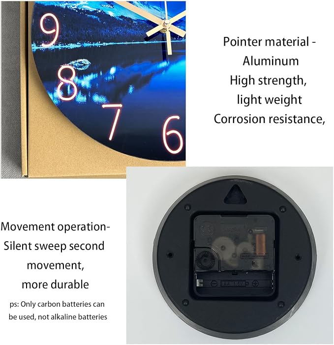 Blue Wall Clocks for Living Room 14 Inch Analog Wall Clock Battery Operated - Image 8