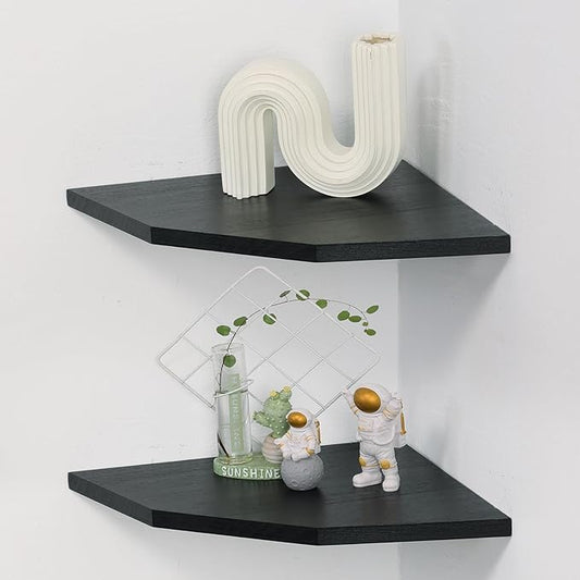 Joiishom Wood Corner Wall Shelves Set of 2, Solid Wood Corner Floating Shelves by JoiishomMakeLifeBetter