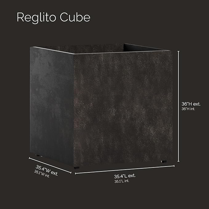 Reglito Cube Planter - 35.4 in x 35.4 in x 35.4 in - Brown Stone
