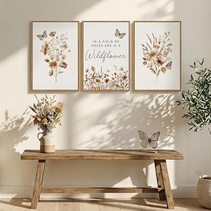 Framed Vintage Wildflower Canvas Wall Art - Image 4