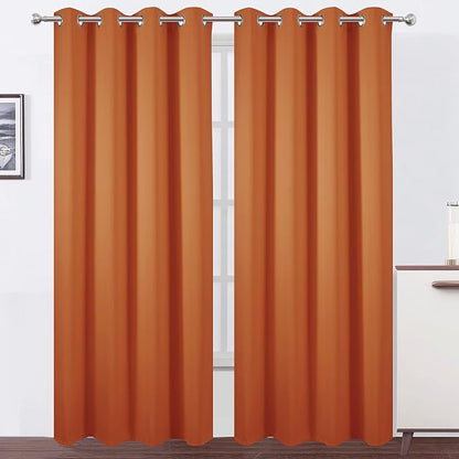 LEMOMO Blackout Curtains 66 x 84 inch/Orange Curtains Set of 2 Panels/Thermal by Lemomo