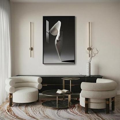 Framed Black and White Abstract Wall Art, Modern Elegant Large Prints Paintings - Image 4