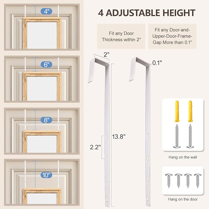 50"x16" Door Mirror, Rustic Full Length Mirror, Over The Door Hanging Mirrors - Image 5