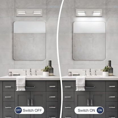 SineRise LED Modern Bathroom Vanity Light Fixtures, Brushed Nickel Modern - Image 6