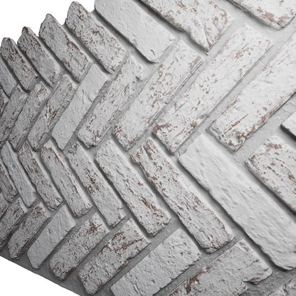 EverStone Herringbone Faux Brick Panel, 46 1/2"W x 25 1/4"H x 1"D, Rustic White - Image 7