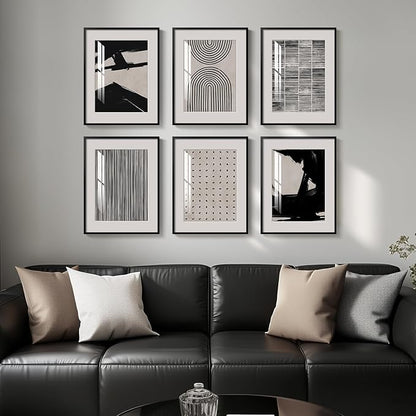Framed Black and White Abstract Wall Art, 6 Pieces Modern Prints Paintings - Image 4