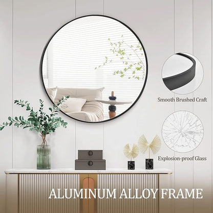 HARRITPURE Round Mirror 23.6" Black Wall Mounted Circle Mirror - Image 4