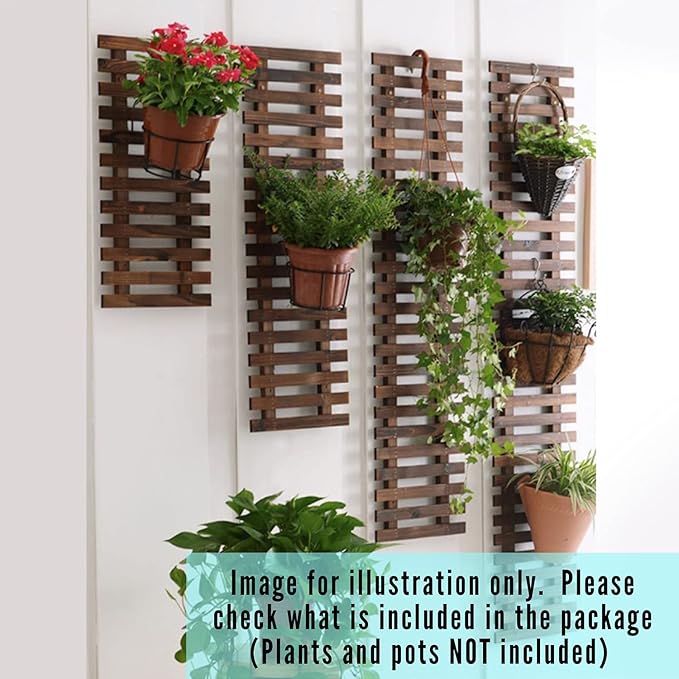 ShopLaLa Wall Planter - Hanging Wooden Wall Planter for Indoor Outdoor Plants, Vertical Garden, Plant Wall Mount Planter, Air Plant Succulent Holder for Flower Pot Display Hanger Frame 47.2" (120cm)