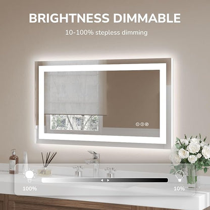 USHOWER LED Bathroom Mirror 40x24 Inch Tempered Glass - Image 6