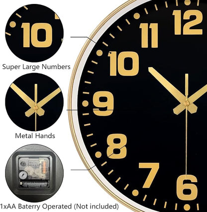 Modern Silent Wall Clock, 10inch Non-Ticking Analog Battery Operated Clock - Image 6