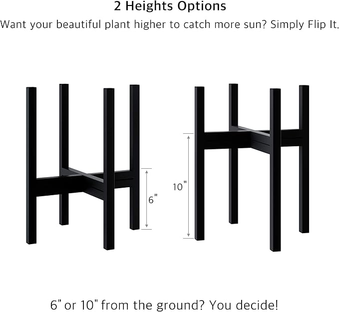 FaithLand Mid Century Plant Stand Indoor Outdoor (EXCLUDING 10" Plant Pot), Metal Planter Stand, Potted Plant Holder, Black, Hold Up to 10 Inch Planter - Fits Snake Plant - Upgraded Design.