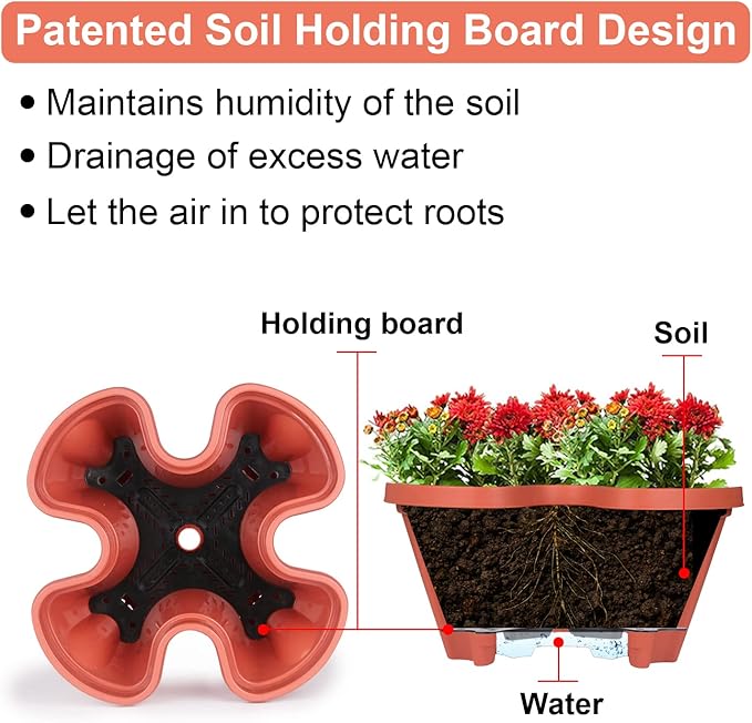 Vertical Planter 4 Tier Stackable Planters Garden Planters Strawberry Herb Flower and Vegetable Planter Indoor Outdoor Gardening Pots with Removable Wheels and Tools