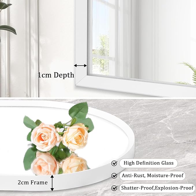 Arched Wall Mirror Bathroom Mirror Brushed Metal Vanity Wall Mounted Mirrors - Image 2