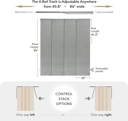 GoDear Design Adjustable Sliding Closet Door Blinds 45.8"- 86" W x 96" H - Image 4