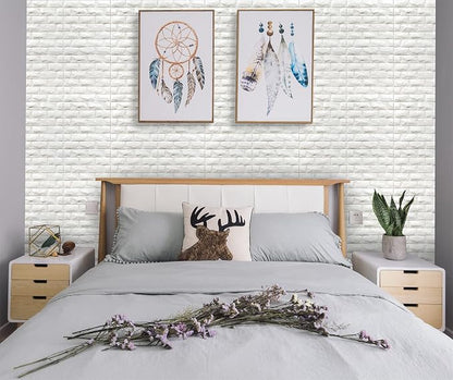 3D Wall Panels Peel and Stick 11PCS White Foam Brick Wallpaper - Image 3
