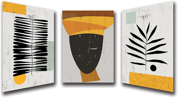 Framed Canvas Wall Art African Ethno Motive Wall Art Set, Abstract Ethno Art - Image 5