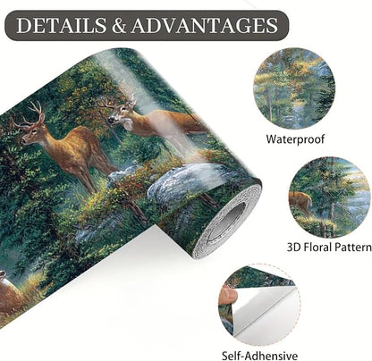 Forest Deer Wallpaper Border 196x4 Inch Peel and Stick Wall Border Self - Image 9